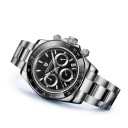 Herenhorloge Chronograaf met datum en tachymeter Lichtgevende indexen Waterdicht tot 100 m Kast 40 mm Saffierglas RVS Stalen armband 3
