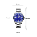 Herenhorloge van roestvrij staal, 35-39 mm, waterdicht, duiken, lichtgevende wijzers, vouwsluiting, zakelijk, casual, sport 9