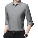 Herenoverhemd lange mouwen Effen uitvoering Knopen sluiting V-hals Spandex en polyamide Comfortabele pasvorm Jaar rond 10