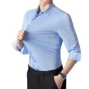 Herenoverhemd lange mouwen Effen uitvoering Knopen sluiting V-hals Spandex en polyamide Comfortabele pasvorm Jaar rond 16