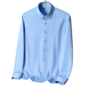 Herenoverhemd met knoopsluiting Effen uitvoering Polyester en spandex Elegante snit voor dagelijks gebruik 10