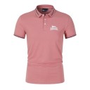 Herenpoloshirt met korte mouwen en kraag met knopen Effen shirt met een leeuwprint op de borst van polyester 5