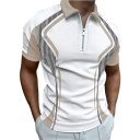 Herenpoloshirt met rits en V-hals en kraag Korte mouwen Kleurrijke patronen Polyester Stijlvol zomerpoloshirt 4