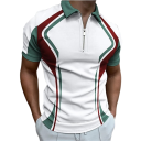 Herenpoloshirt met rits en V-hals en kraag Korte mouwen Kleurrijke patronen Polyester Stijlvol zomerpoloshirt 6