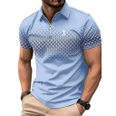 Herenpoloshirt met rits V-hals met kraag Korte mouwen Effen fijne patroon Print op de borst Polyester Moderne stijl 2