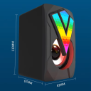 Herní reproduktory pro PC 2 ks RGB ambientní osvětlení stereo surround subwoofer 11 x 6,7 x 6,2 cm černé na stůl k počítači a hraní 3