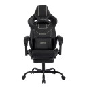 Herní židle otočná ergonomická s naklápěcím opěradlem 90° až 155° opěrka hlavy a podnožka syntetická kůže do kanceláře i pracovny na sezení u PC 3