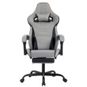 Herní židle otočná ergonomická s naklápěcím opěradlem 90° až 155° opěrka hlavy a podnožka syntetická kůže do kanceláře i pracovny na sezení u PC 1