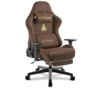 Herní židle otočná ergonomická s naklápěcím opěradlem 90° až 155° opěrka nohou a bederní polštář umělý semiš do kanceláře i pracovny u PC 2