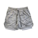 Herr kamouflage dubbla fitnessshorts snabbtorkande shorts med nätfoder och ficka med resår i midjan, sommarsportshorts 4