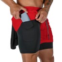 Herr kamouflage dubbla fitnessshorts snabbtorkande shorts med nätfoder och ficka med resår i midjan, sommarsportshorts 2