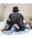 Herr kimono cardigan med tryck 2
