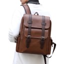 Herr rektangulär ryggsäck 34 × 38 × 12 cm 20–35 l Elegant ryggsäck i konstläder med dragkedja, klaff och spännen 11