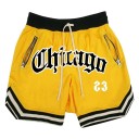 Herr Snabbtorkande Sportshorts Chicago Basketball Fitness Shorts med Blixtlåsfickor Lösa Träningsshorts för Sommaren 5