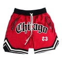 Herr Snabbtorkande Sportshorts Chicago Basketball Fitness Shorts med Blixtlåsfickor Lösa Träningsshorts för Sommaren 2