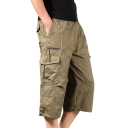 Herr sommar cargoshorts nedanför knät lösa taktiska shorts med resår i midjan avslappnade friluftsshorts med fickor för varje dag 4