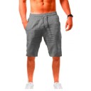 Herr sommarshorts i linne, knälånga, andningsbara shorts med dragsko, bekväma fritidsshorts för stranden och staden 7