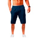 Herr sommarshorts i linne, knälånga, andningsbara shorts med dragsko, bekväma fritidsshorts för stranden och staden 8
