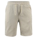 Herr sommarshorts i linne, knälånga, andningsbara shorts med dragsko, bekväma fritidsshorts för stranden och staden 2