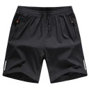 Herr sommarsportshorts för träning Andningsbara shorts med resår i midjan och fickor Bekväma fitnessshorts för sommaren 1