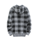 Herr vinter rutigt kardigan med huva och dragkedja Stilig varm tröja med långa ärmar Höst- och vinterkläder Polyester Olika färger 10