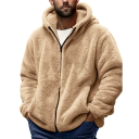 Herr vinterjacka Plysch varm jacka med hög krage Dragkedja Praktiska fickor Bekväm vinterjacka i polyester Mjuk värmande design 4