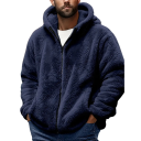 Herr vinterjacka Plysch varm jacka med hög krage Dragkedja Praktiska fickor Bekväm vinterjacka i polyester Mjuk värmande design 2