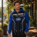 Herr zip hoodie med lång ärm och heltryck av skarpa linjer i motorcykelracingstil svartblå 4