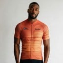 Herrcykeldress med kort ärm och hel dragkedja med mönster av horisontella hastighetslinjer för cykel i orange färg 3