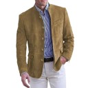 Herre åndbar jakke i polyester Elegant ensfarvet jakke til mænd med lommer og knapper Stilfuld jakke til arbejde og fritid 3