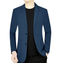 Herre åndbar jakke i polyester Elegant ensfarvet jakke til mænd med lommer og knapper Stilfuld let jakke til arbejde og fritid 5