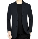 Herre åndbar jakke i polyester Elegant ensfarvet jakke til mænd med lommer og knapper Stilfuld let jakke til arbejde og fritid 6