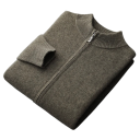 Herre cardigan med lynlås i uld med lange ærmer Enfarvet striktrøje med O-hals Elegant vintermode Stilfuld trøje Forskellige farver 5