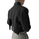 Herre crop top jakke i polyester Moderne kort jakke til mænd uden lukning med lommer Ensfarvet uregelmæssig stil jakke i forskellige farver 2