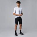 Herre cykeldress med korte ærmer Lynlås i fuld længde Elastisk materiale Blandt nylon, spandex og polyester Hvid med sort lynlås 4