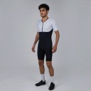 Herre cykelsæt Trøje med korte ærmer og shorts Diagonale striber Elastisk materiale 80 % polyester og 20 % spandex Hvid og sort 3