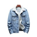 Herre denim vinterjakke med pels 5