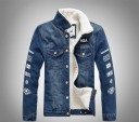 Herre denimjakke med pels F1313 5