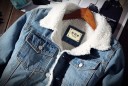 Herre denimjakke med pels J2052 4