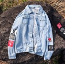 Herre denimjakke med print A1490 7
