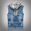 Herre denimvest med hætte 1