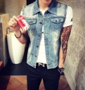 Herre denimvest med krave J1416 3