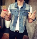 Herre denimvest med krave J1416 4
