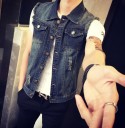 Herre denimvest med krave J1416 5