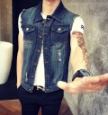 Herre denimvest med krave J1416 6