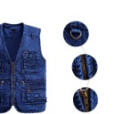 Herre denimvest med lommer - Mørkeblå 2