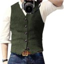 Herre elegant vest med lommer og brystlomme Enfarvet selskabsvest med knapper Akryl Bomuld Nylon Polyester Uld Viskose 11