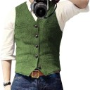 Herre elegant vest med lommer og brystlomme Enfarvet selskabsvest med knapper Akryl Bomuld Nylon Polyester Uld Viskose 7