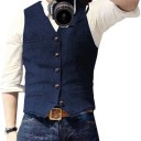 Herre elegant vest med lommer og brystlomme Enfarvet selskabsvest med knapper Akryl Bomuld Nylon Polyester Uld Viskose 15