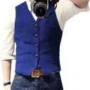 Herre elegant vest med lommer og brystlomme Enfarvet selskabsvest med knapper Akryl Bomuld Nylon Polyester Uld Viskose 5